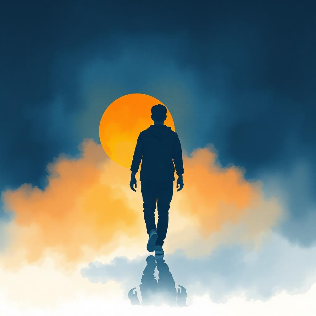 A calm watercolor of a figure walking toward sunrise — a symbol of hope