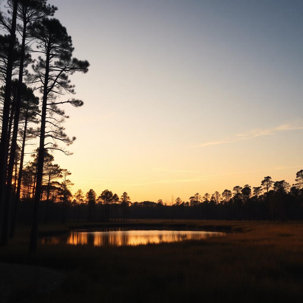 Golden hour over the New Jersey pine barrens — serene and welcoming