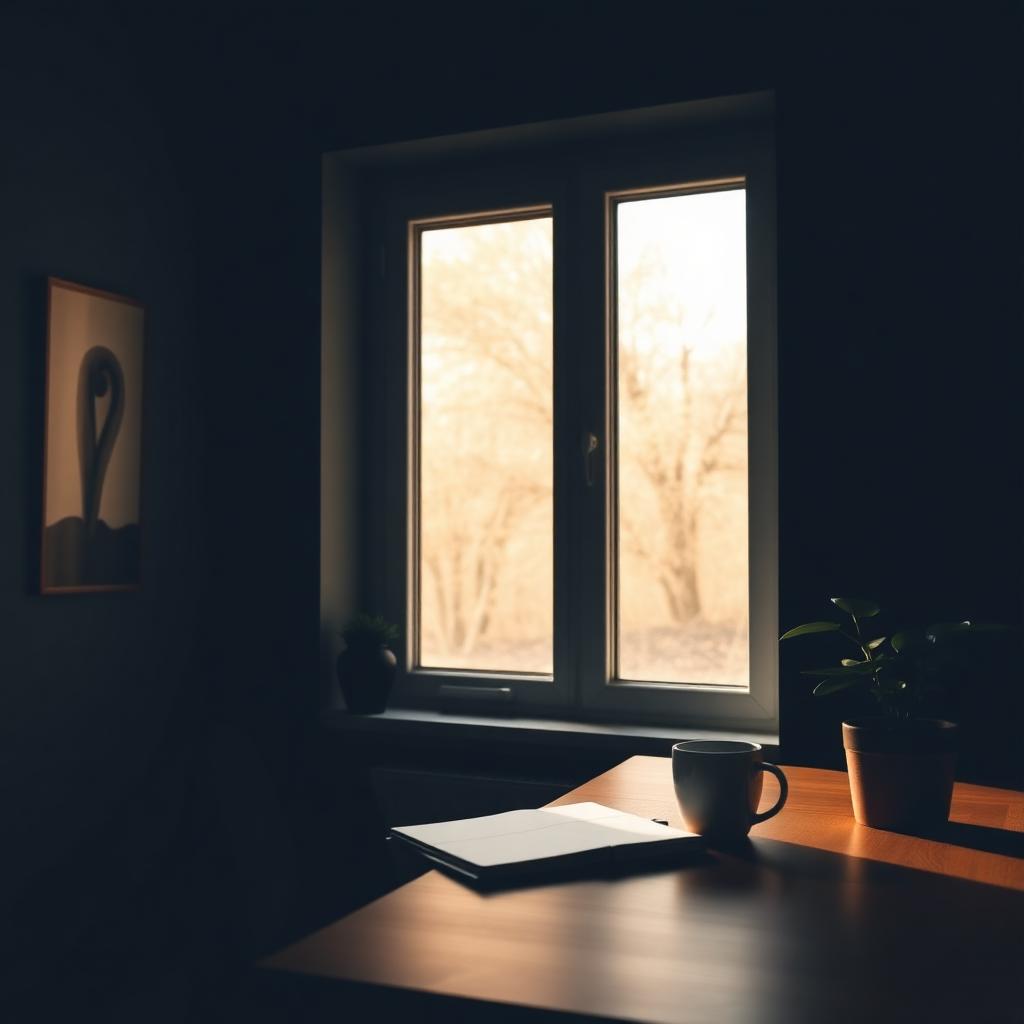 A quiet office with warm window light — a calm space for reflection